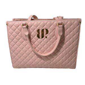 Bomb Party 2025 Fizztopia, Pink Quilted Tote Purse ,Gold Logo, Hard To Find NWOT